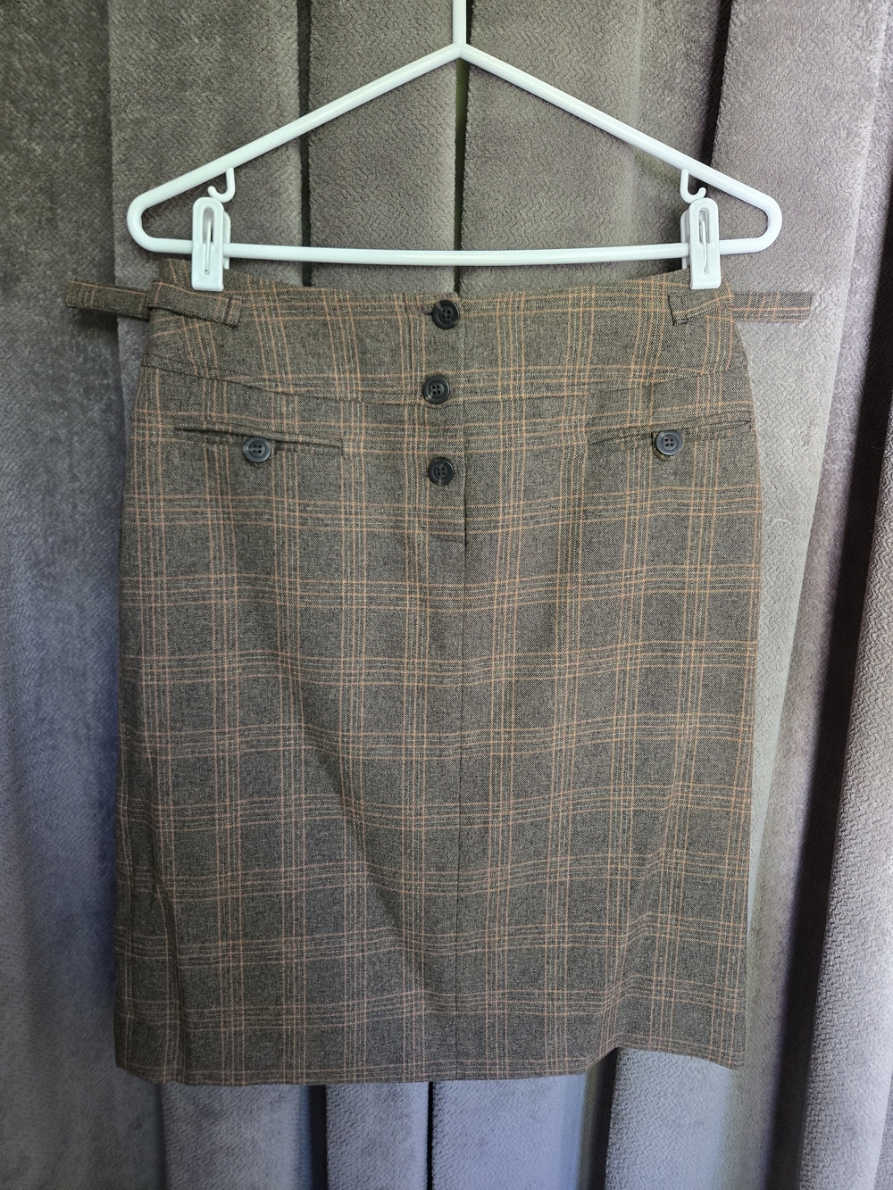 Tristan & Iseut Vintage Brown Plaid Pencil Skirt Dark Academia Preppy Classic 8 - Picture 13 of 15